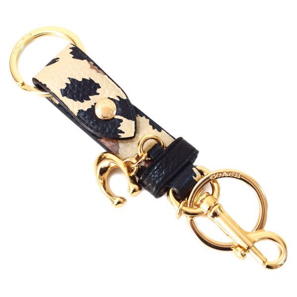 コーチ キーホルダー COACH レオパード ヒョウ柄 トリガー スナップ ロゴ バッグチャーム レザー キーリング レオパードマルチ CCF 51