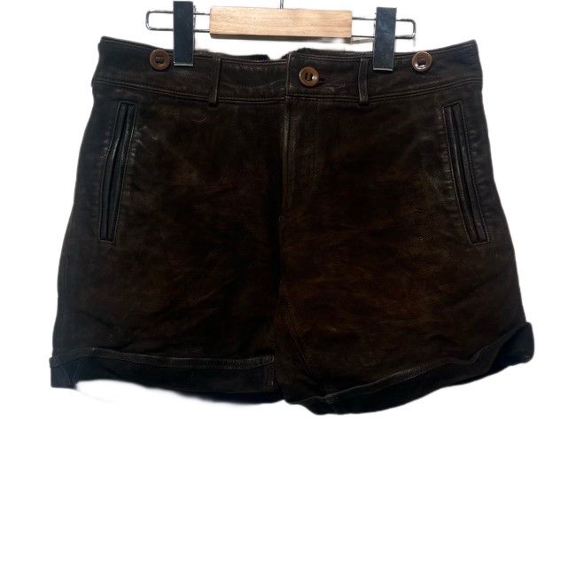 POLO RALPH LAUREN レザーショートパンツ キュロット ラムレザー オイルコーティング PSRLHA2004 古着