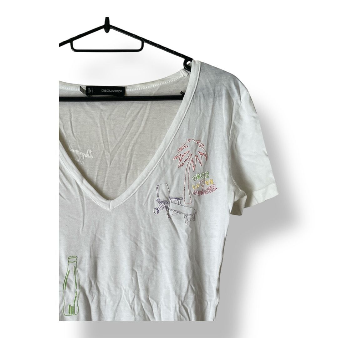 Dsquared2(ディースクエアード) Vネック半袖Tシャツ 白色 Sサイズ 