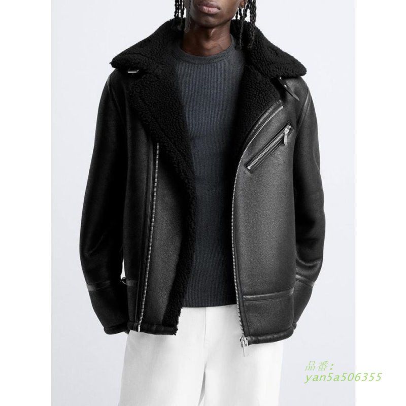 ムートンジャケット メンズ ボアジャケット ブルゾン ボア あったか アウター 冬服 無地 防寒 おしゃれ yan5a506355 KANDAIZUMI_COM