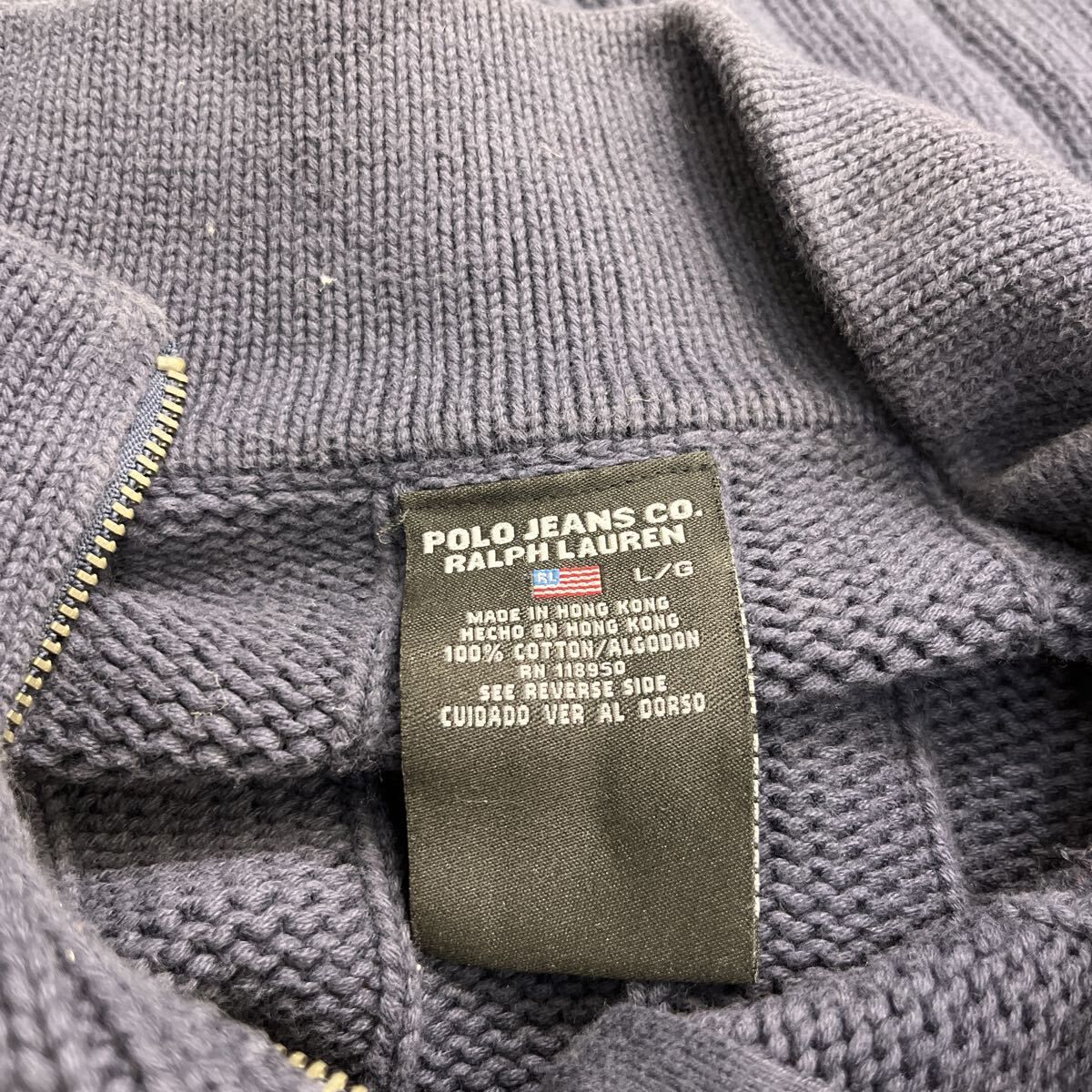 POLO JEANS RALPH LAUREN コットンニット セーター L ネイビー ポロ 