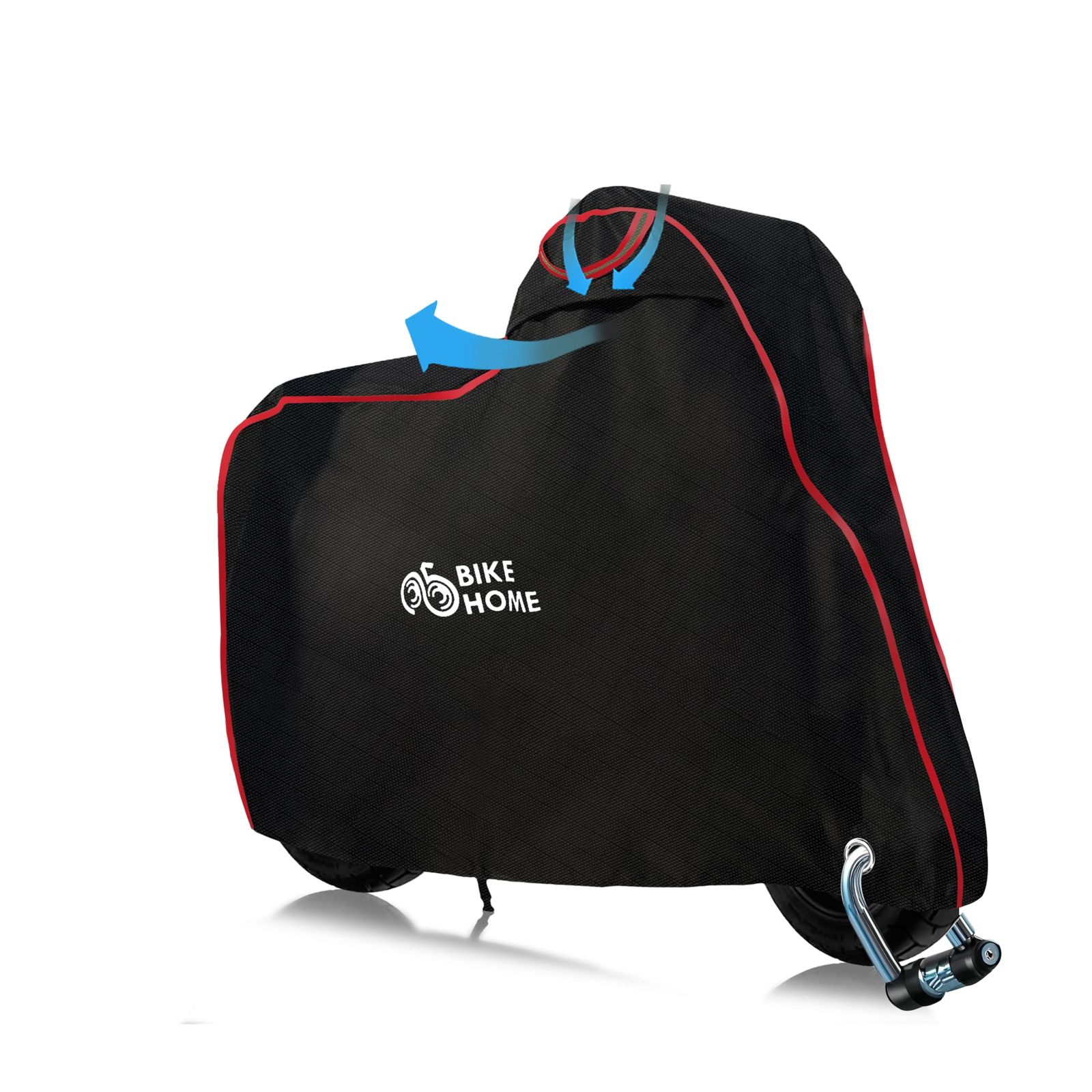 新品 自転車カバー - 300Dオックスフォード生地 防水 台風 200x110x70cm サイクルカバー/厚手/防犯/防風/UVカット 反射ストリップ 29インチまで対応 ロックホール付き 収納袋付き (黒/赤の反射スト