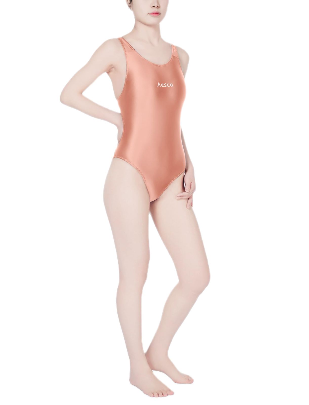 新品 [AESCO] 競泳水着 半分バッグ 伸縮性優れ着脱スムーズ 肌触り良い 可愛くて超sexy＆光沢ハイレグ レオタード スクール水着 スベスベ コスプレ 体操服 ヨガ服