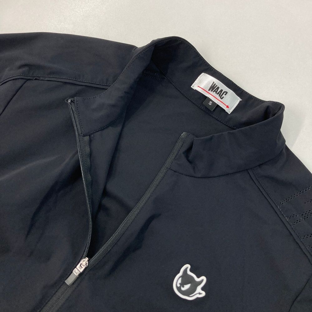 サイズ：S WAAC ワック ハーフジップ 半袖ワンピース ブラック系