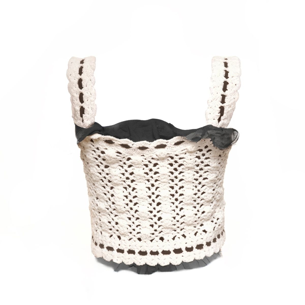  CHANEL シャネル タンクトップ ノースリーブ ニット 編み込み レース ココマークボタン タンクトップ トップス