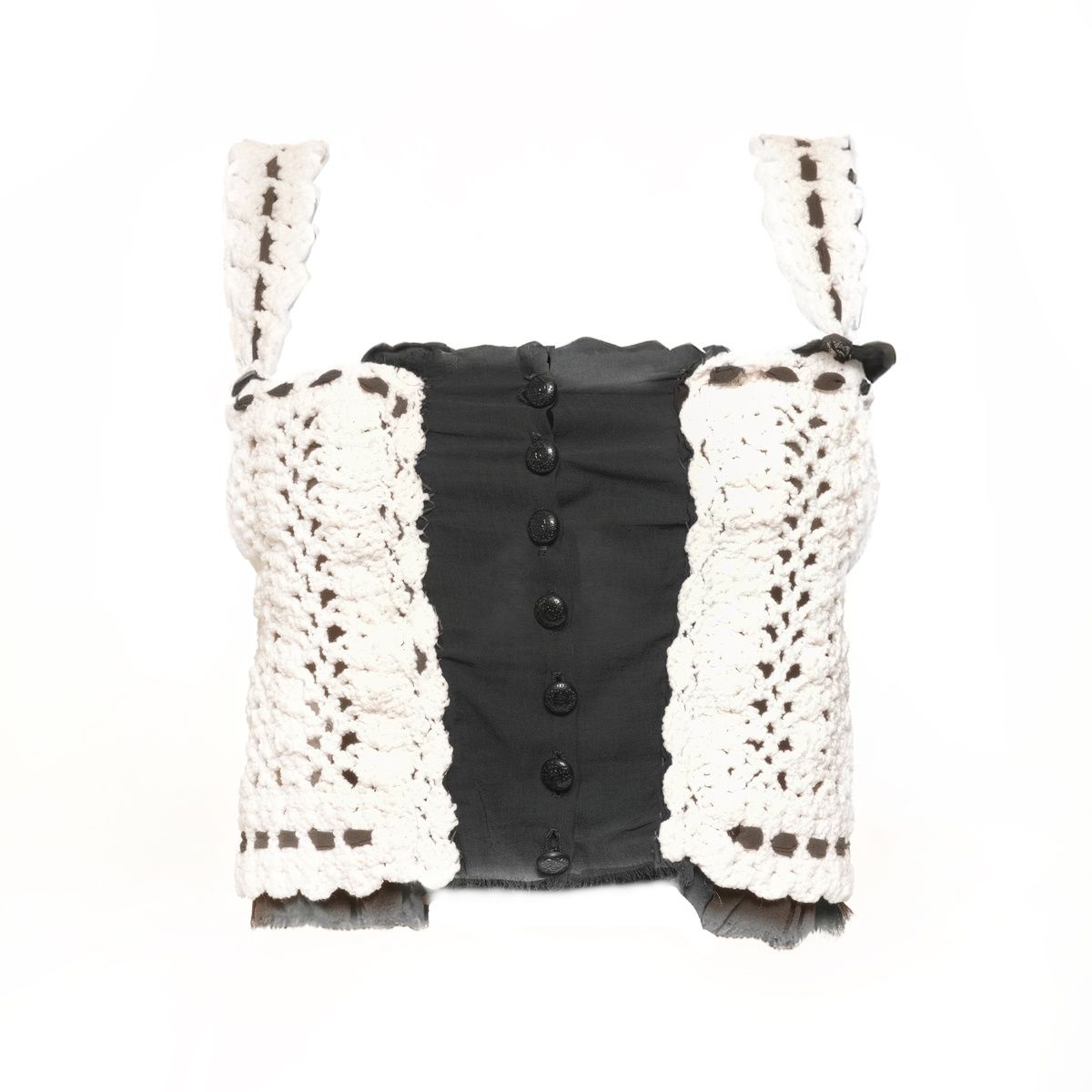 CHANEL シャネル タンクトップ ノースリーブ ニット 編み込み レース ココマークボタン