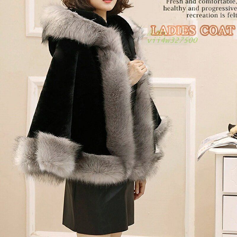 ポンチョコート フード付き レディース マントコート 秋冬 無地 フェイクファー お呼 ポンチョ ドルマンスリーブ 秋冬物 厚手 マント アウター 女の子 vii4w327500