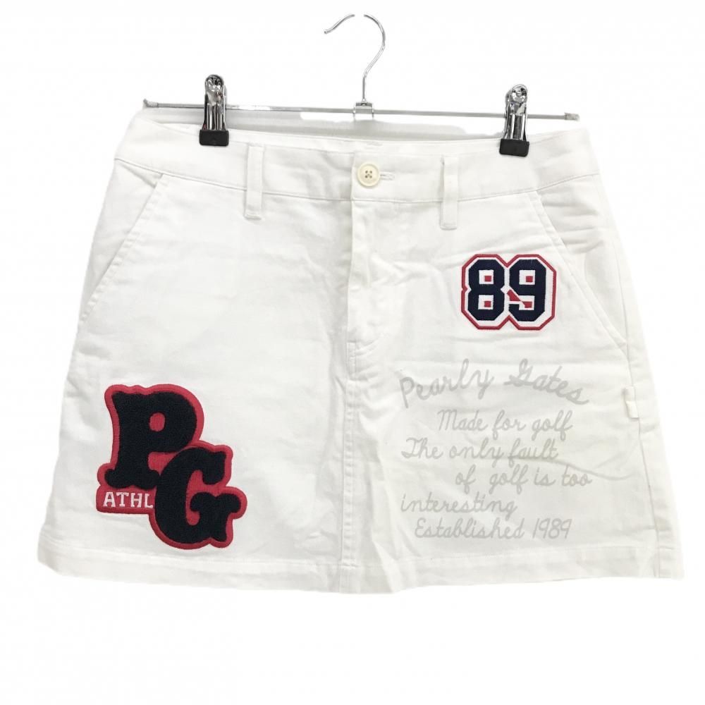 パーリーゲイツ スカート 白 ワッペン レディース 1(M) ゴルフウェア