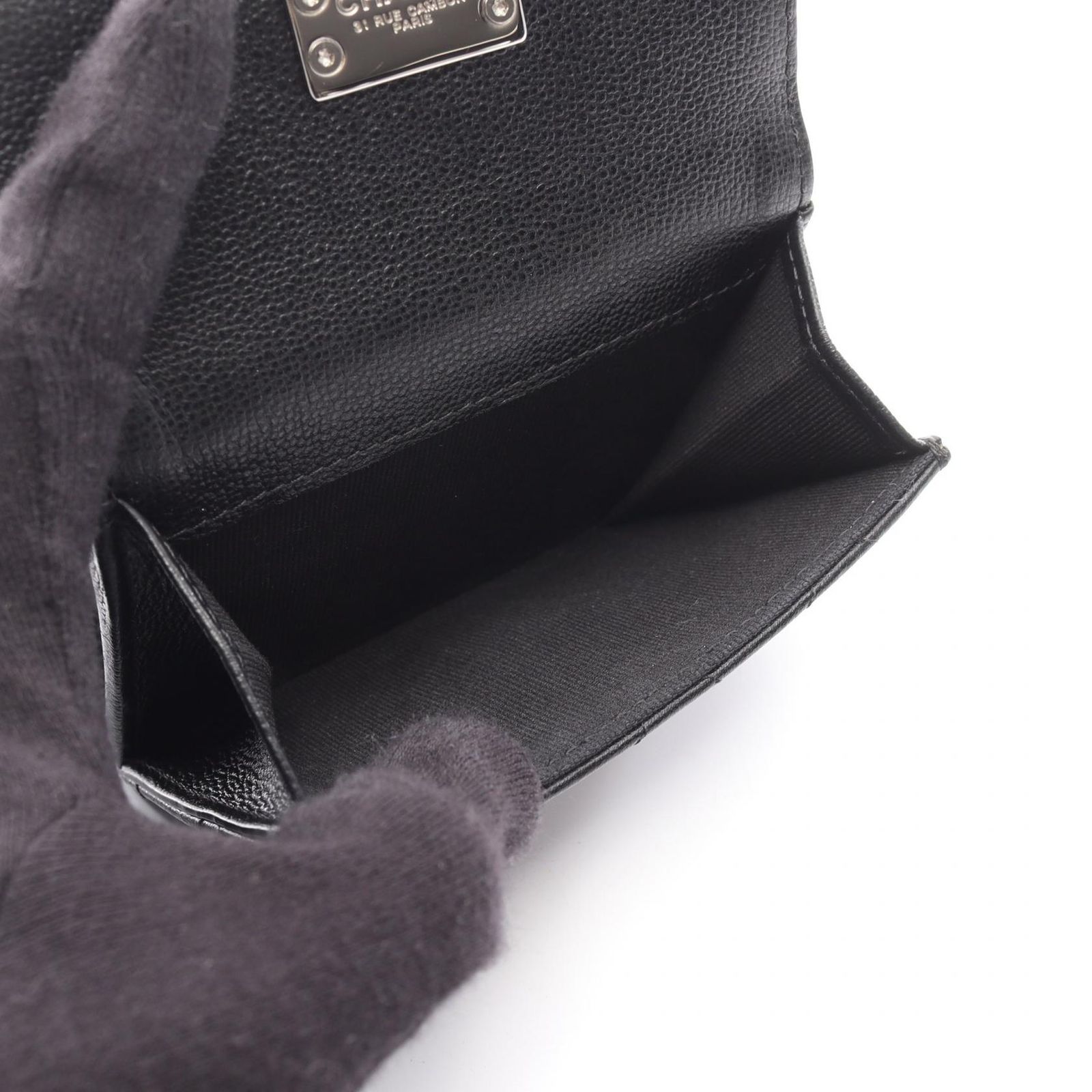 シャネル CHANEL 三つ折り財布 ハーフココ AP1173 ブラック レザー 