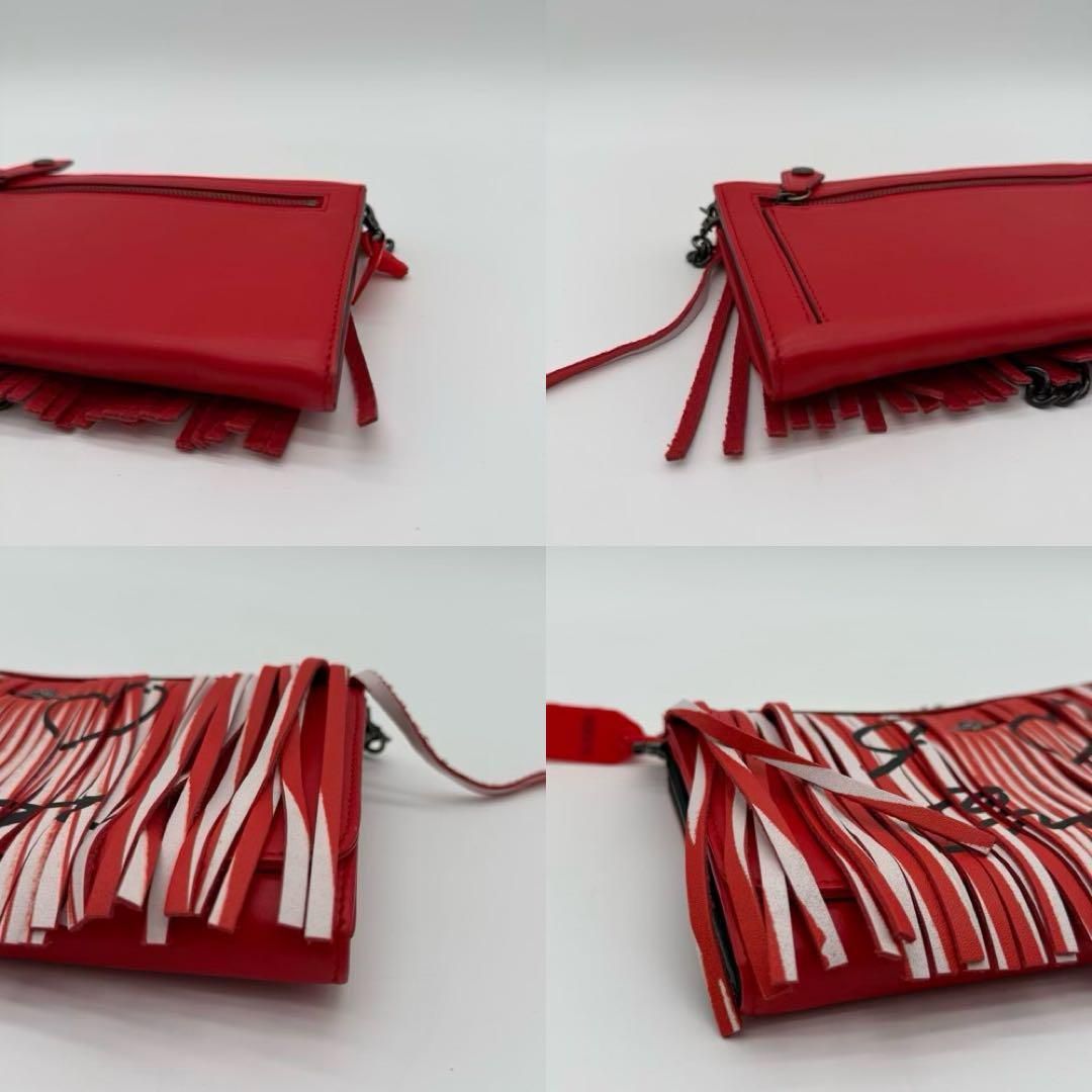 極美品】Vivienne フリンジバッグ ハンドバッグ オーブ レザー 赤色 