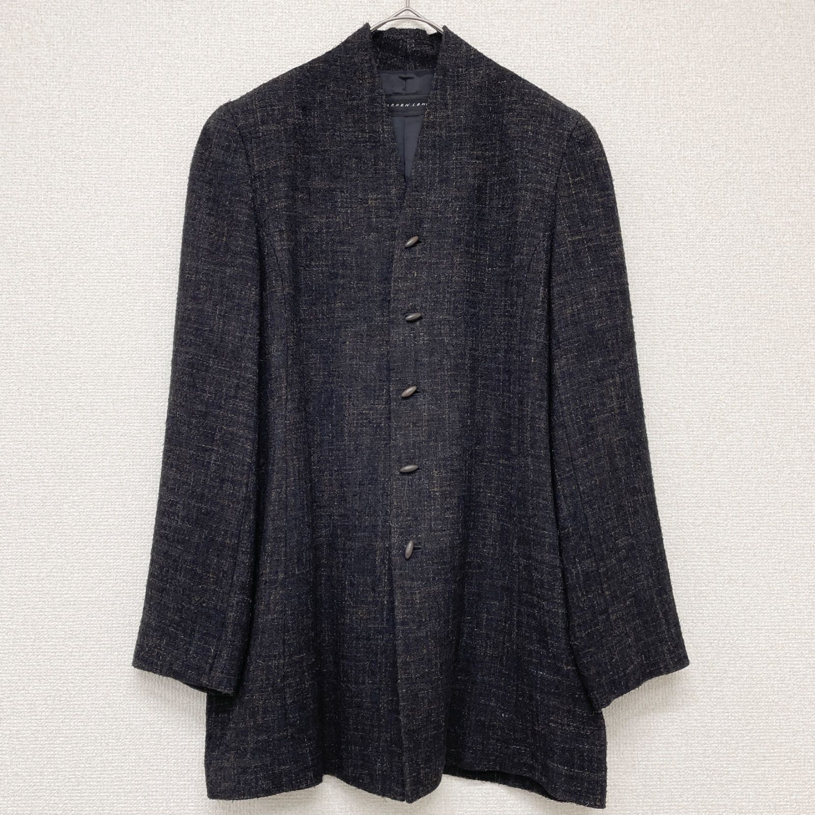 JURGEN LEHL ヨーガンレール ノーカラージャケット ツイード調 シルク