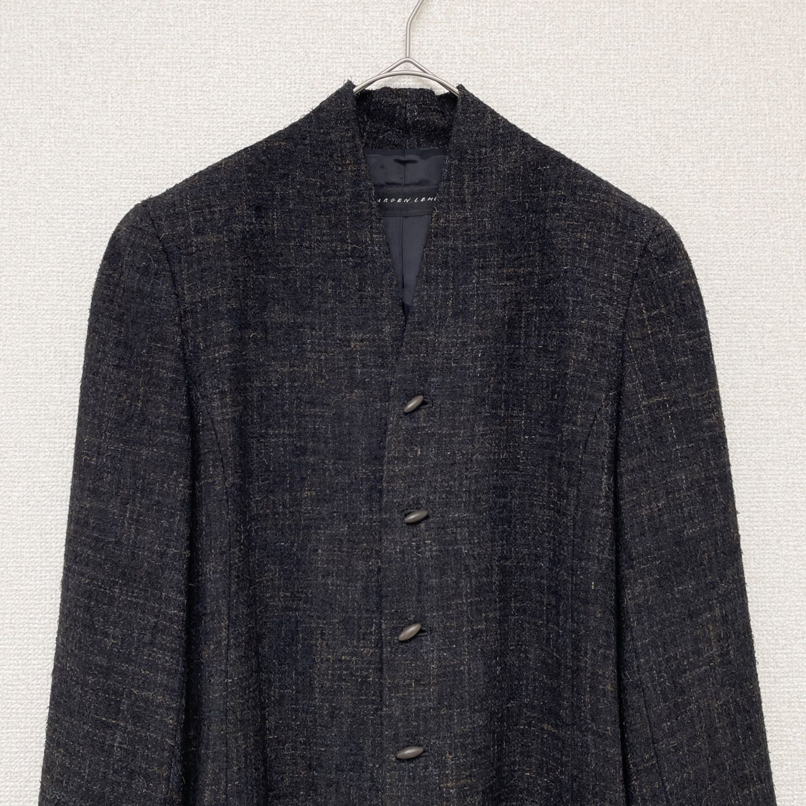 JURGEN LEHL ヨーガンレール ノーカラージャケット ツイード調 シルク