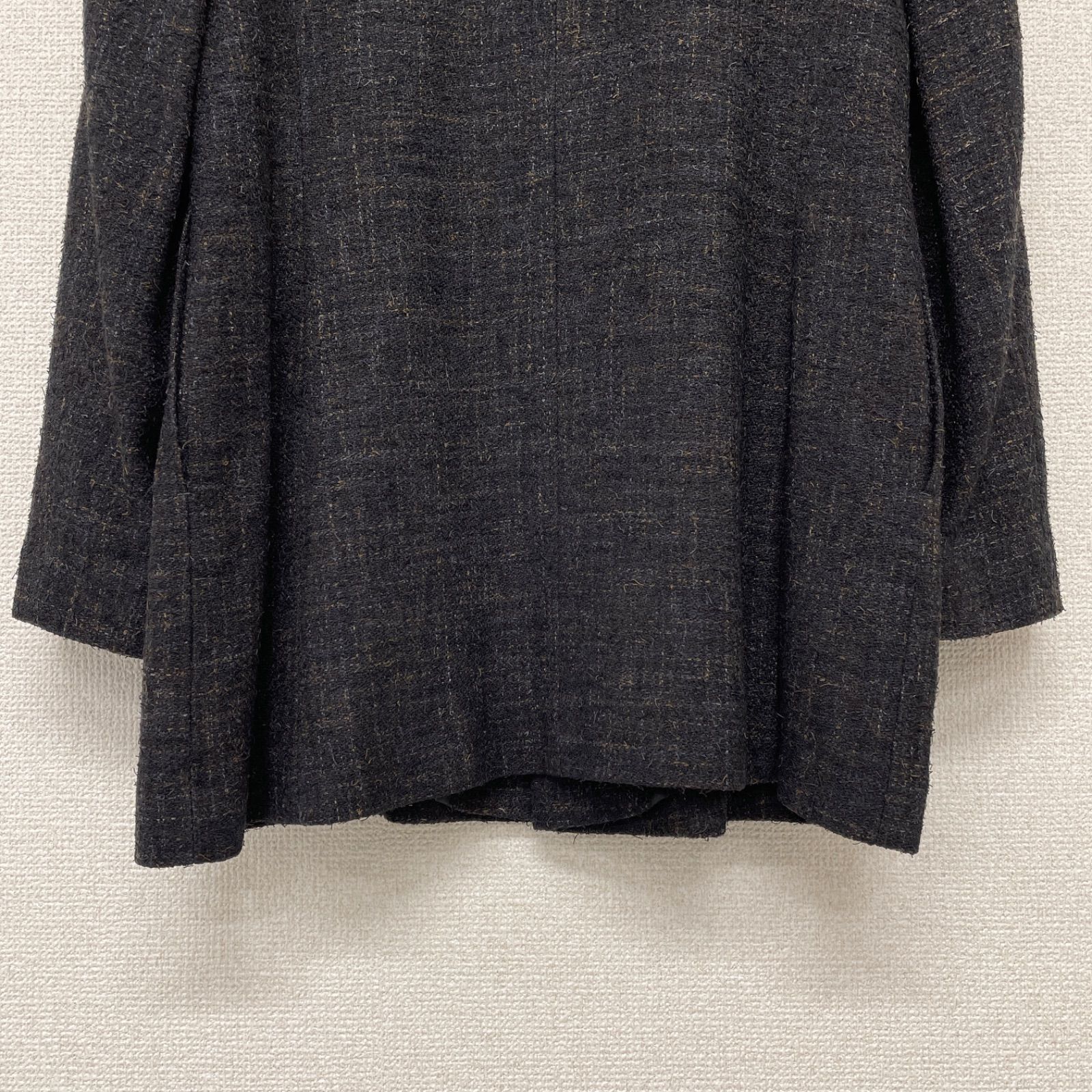 JURGEN LEHL ヨーガンレール ノーカラージャケット ツイード調 シルク