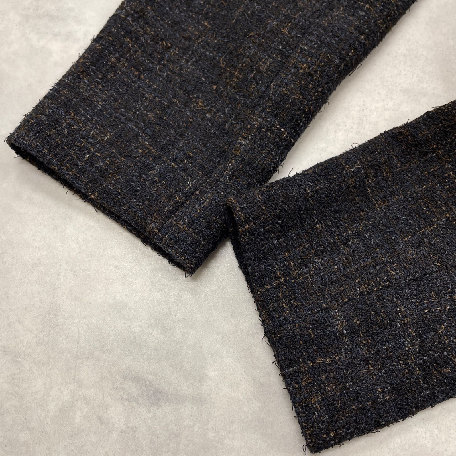 JURGEN LEHL ヨーガンレール ノーカラージャケット ツイード調 シルク