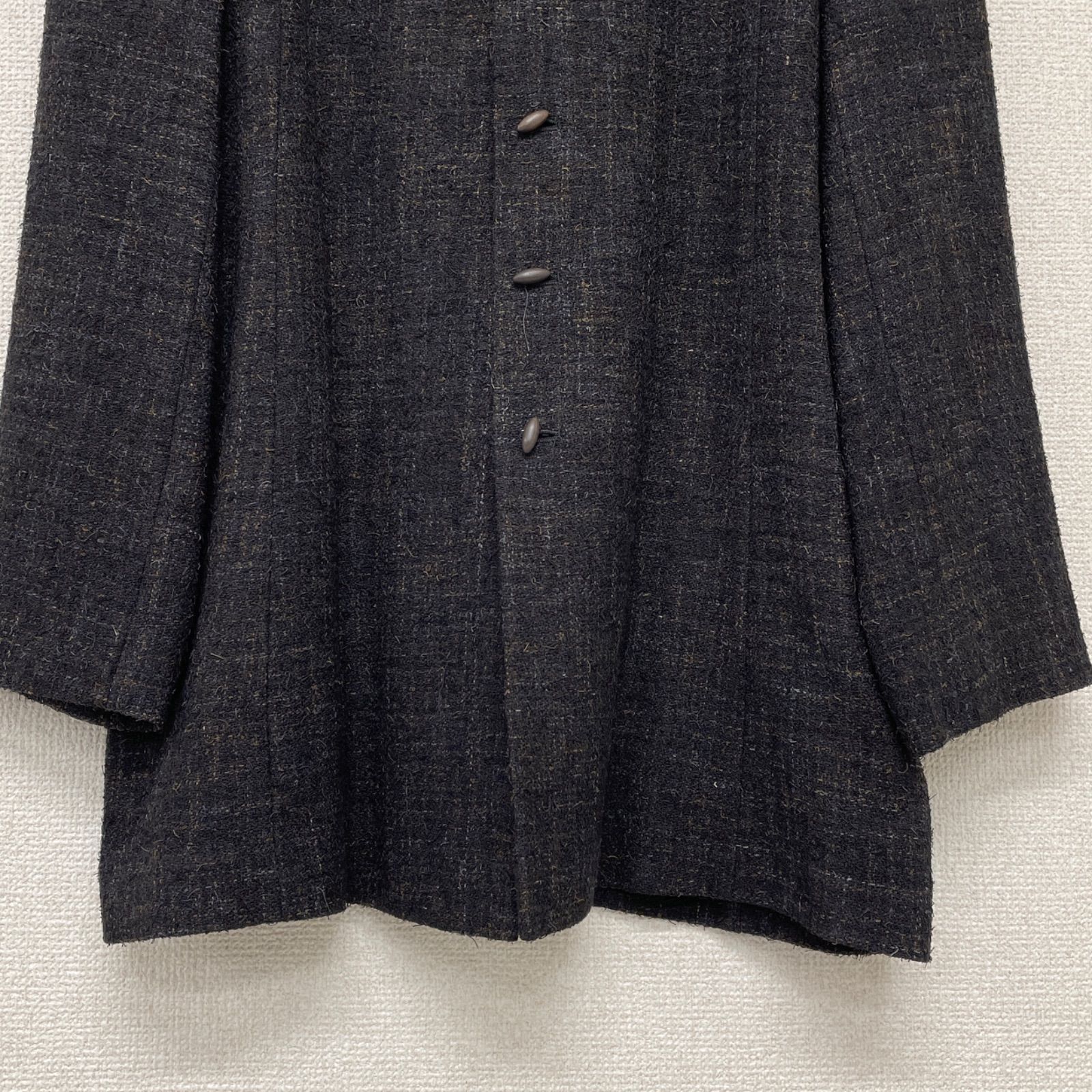 JURGEN LEHL ヨーガンレール ノーカラージャケット ツイード調 シルク