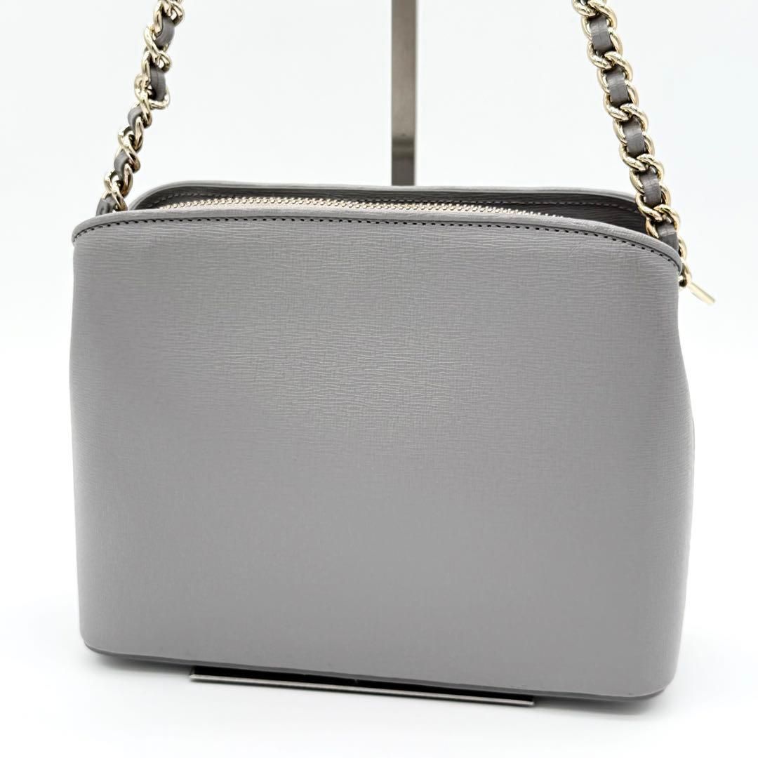 美品】FURLA ショルダーバッグ ミニバッグ 斜めがけ レザー グレー