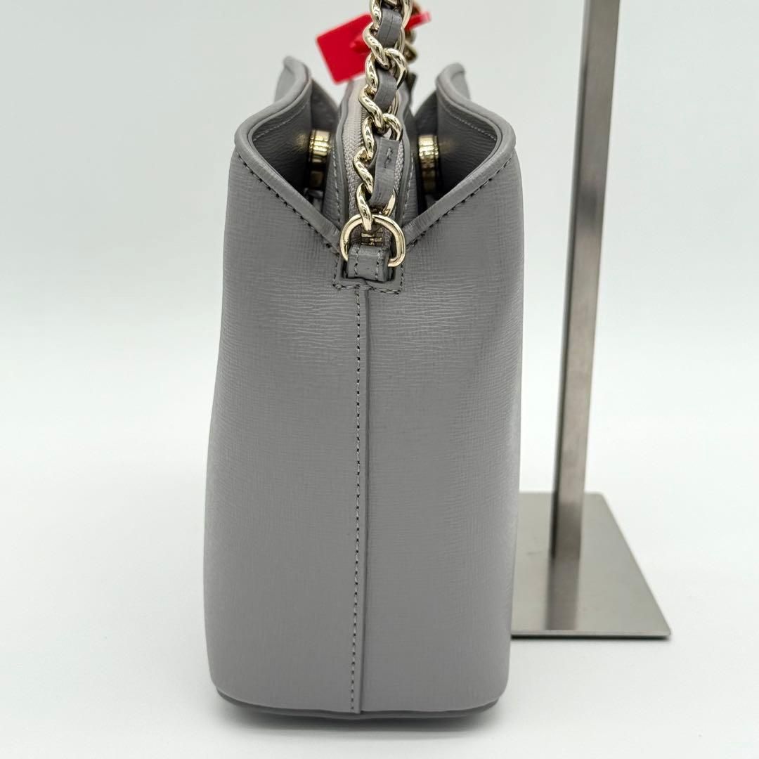 美品】FURLA ショルダーバッグ ミニバッグ 斜めがけ レザー グレー