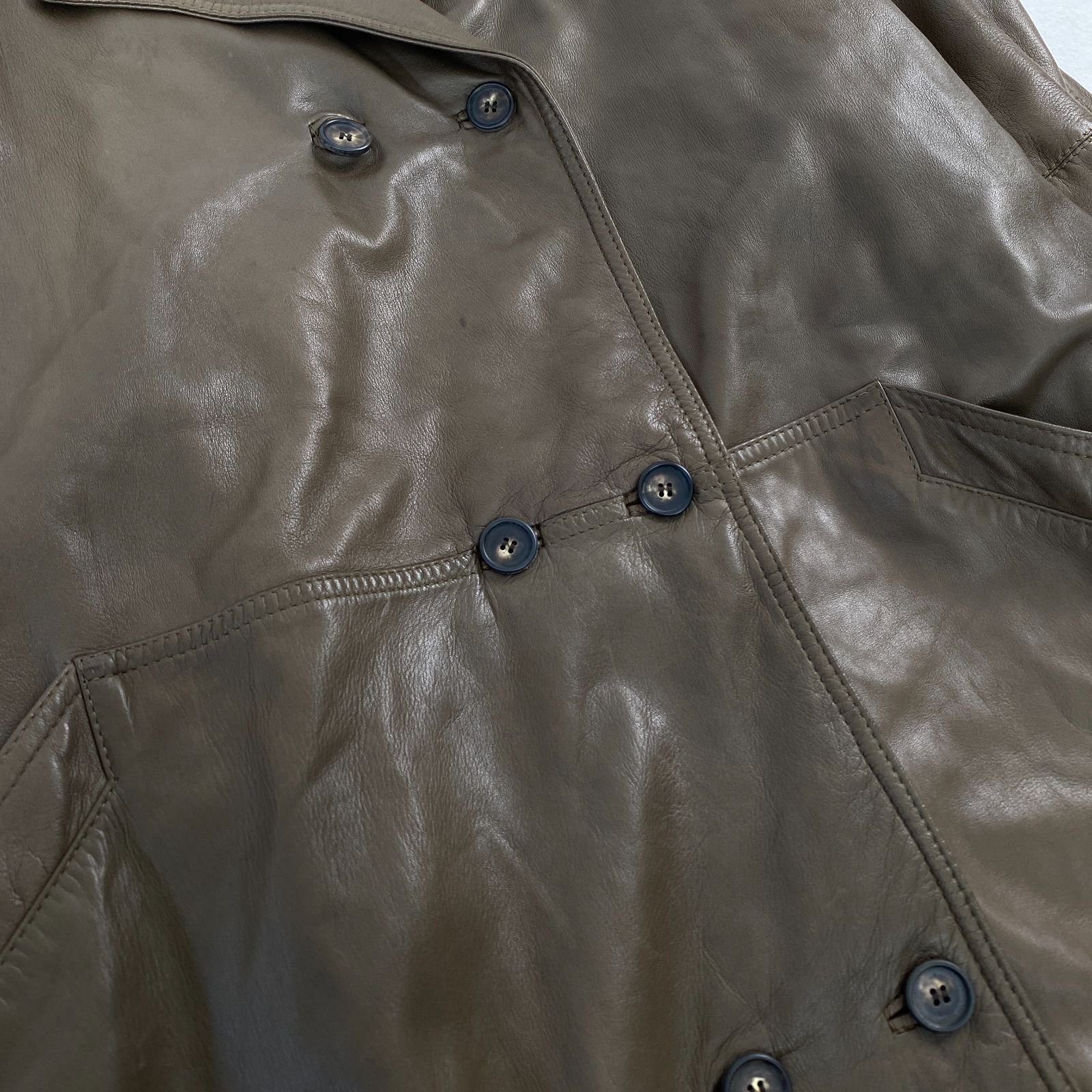 ジャンニヴェルサーチ レザートレンチコート 本革 襟ボア Gianni