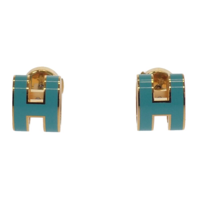 エルメス ミニポップH ピアス ブルーラン×イエローゴールド エルメス ミニポップH ピアス ブルーラン×イエローゴールド エルメス