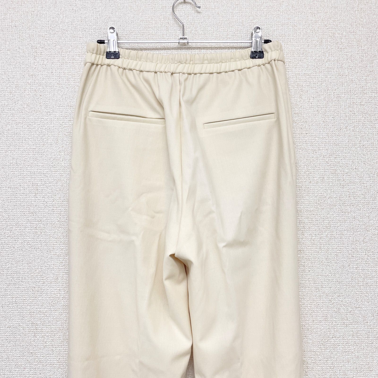 Drawer ドゥロワー イージーパンツ ドローコード ゴム タック ウール ポリウレタン アイボリー レディース 36 DECORATOM_COM_BR