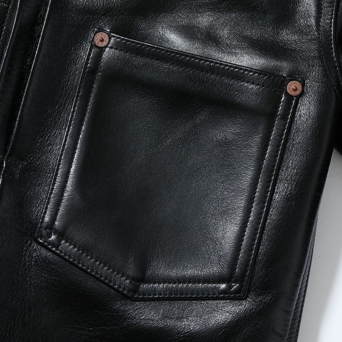 バズリクソンズ BUZZ RICKSON'S BR80665 ブラック レザー ブラウス 1st