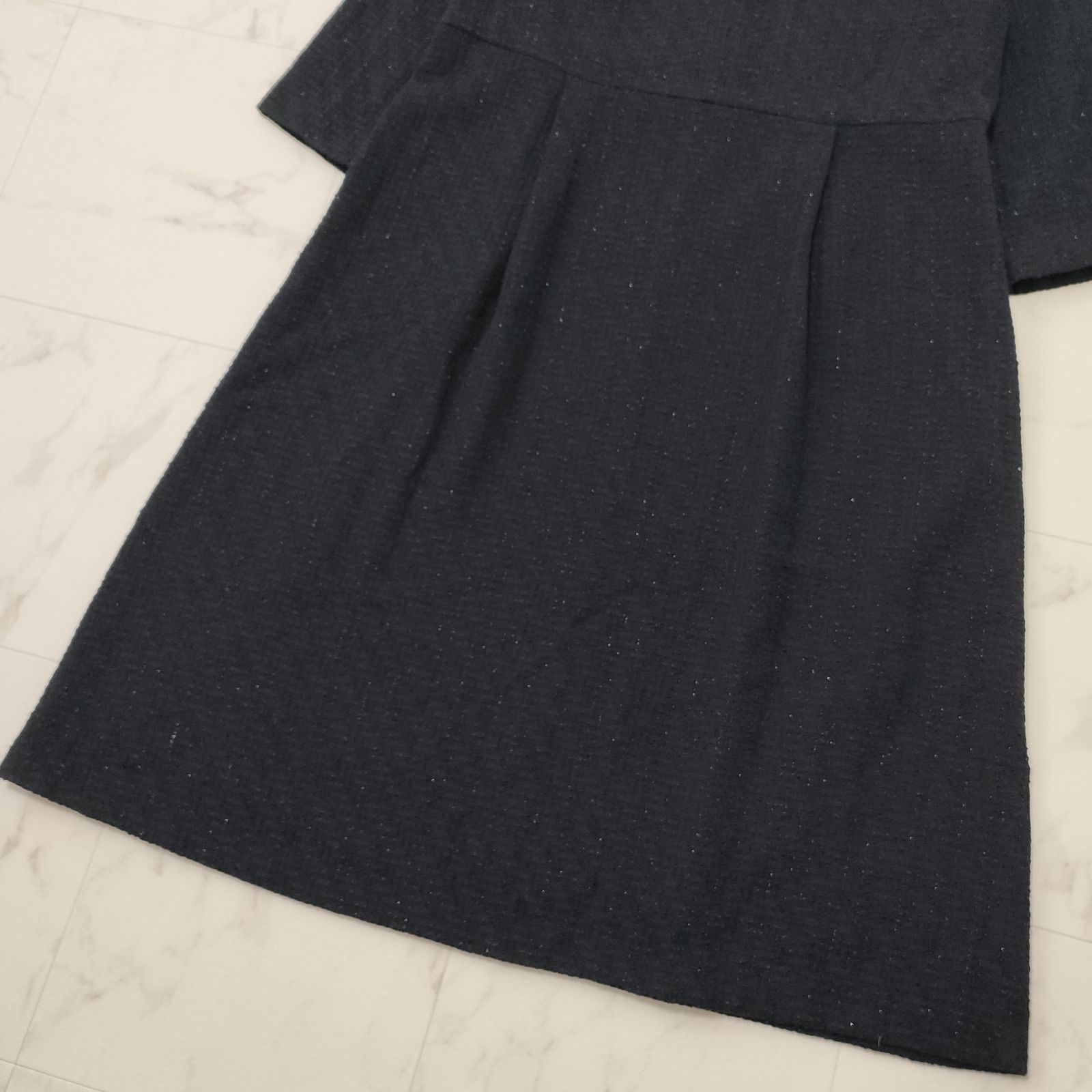 UNTITLED アンタイトル ツイードワンピース セレモニー ママスーツ 大きいサイズ48 ネイビー NOITHATQUANGTHANH_NET