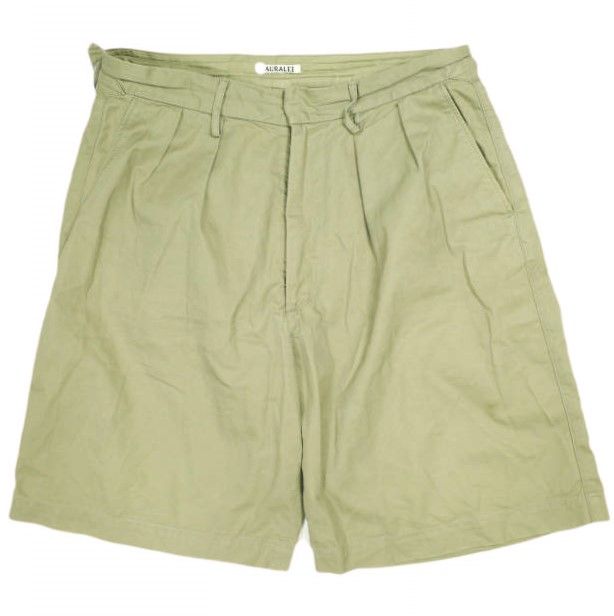 AURALEE オーラリー WASHED FINX LIGHT CHINO WIDE SHORTS ウォッシュドフィンクス ライトチノ ワイドショーツ A8SP02CN 5 L KHAKI BEIGE ショートパンツ ボトムス g23895