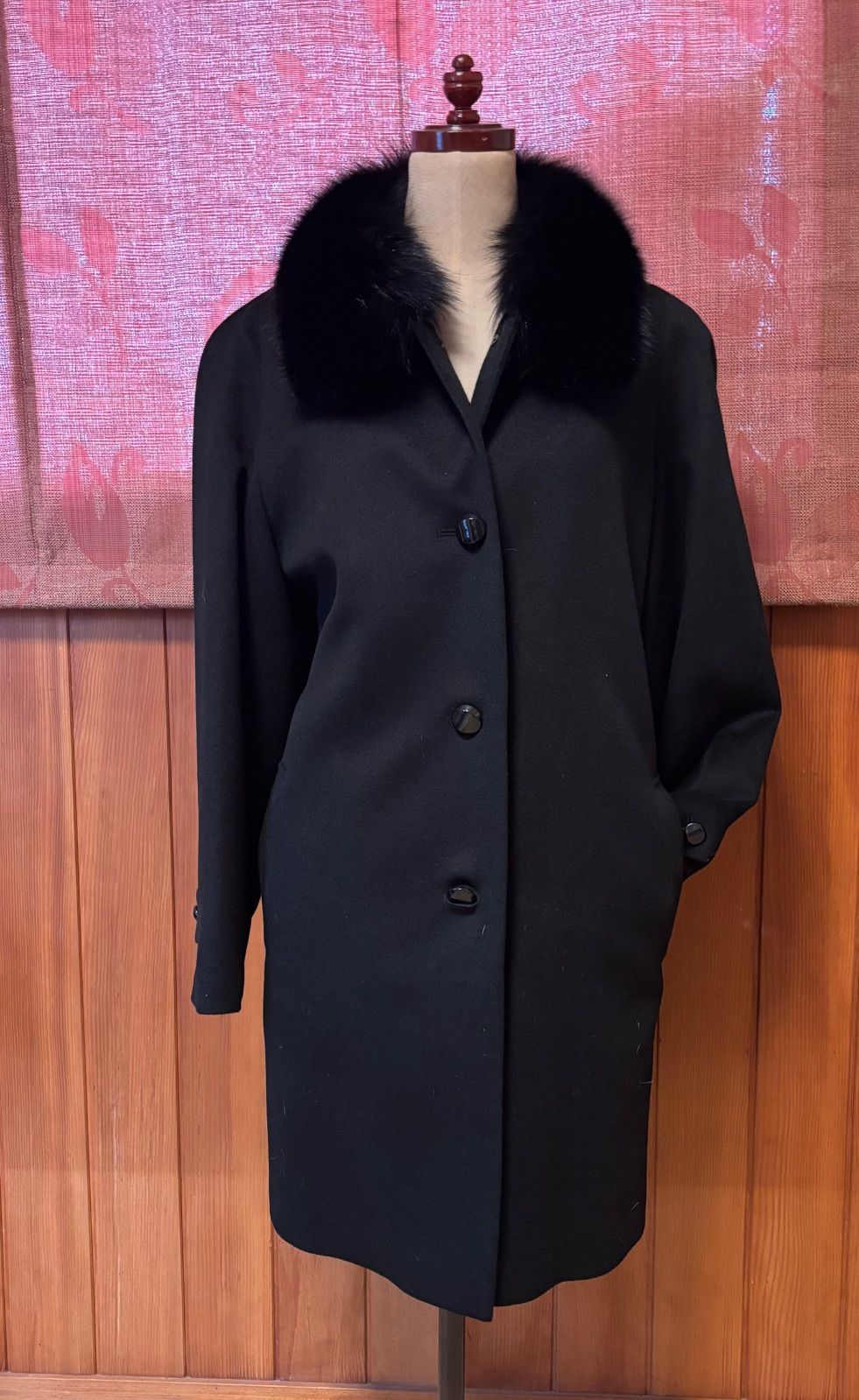 PURE CASHMERE 100% カシミヤ ハーフコート サイズ 11AR BLACK 黒 襟