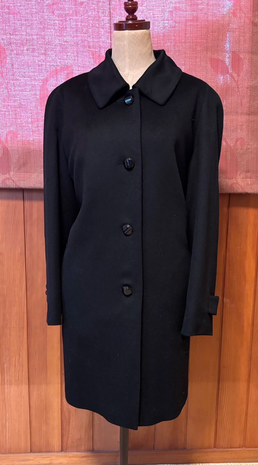 PURE CASHMERE 100% カシミヤ ハーフコート サイズ 11AR BLACK 黒 襟