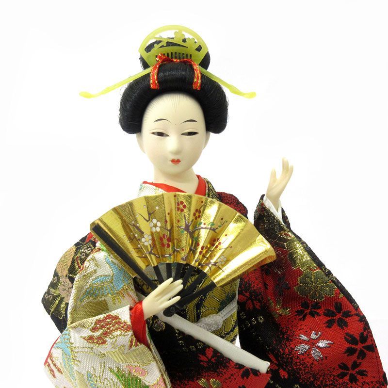 Japanese~Doll~Folding fan-A 「日本人形（扇子 A）」【12 inch（約