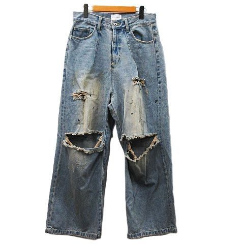 Camphor wood カンファーウッド ダメージデニム ワイドバギー 汚れ加工