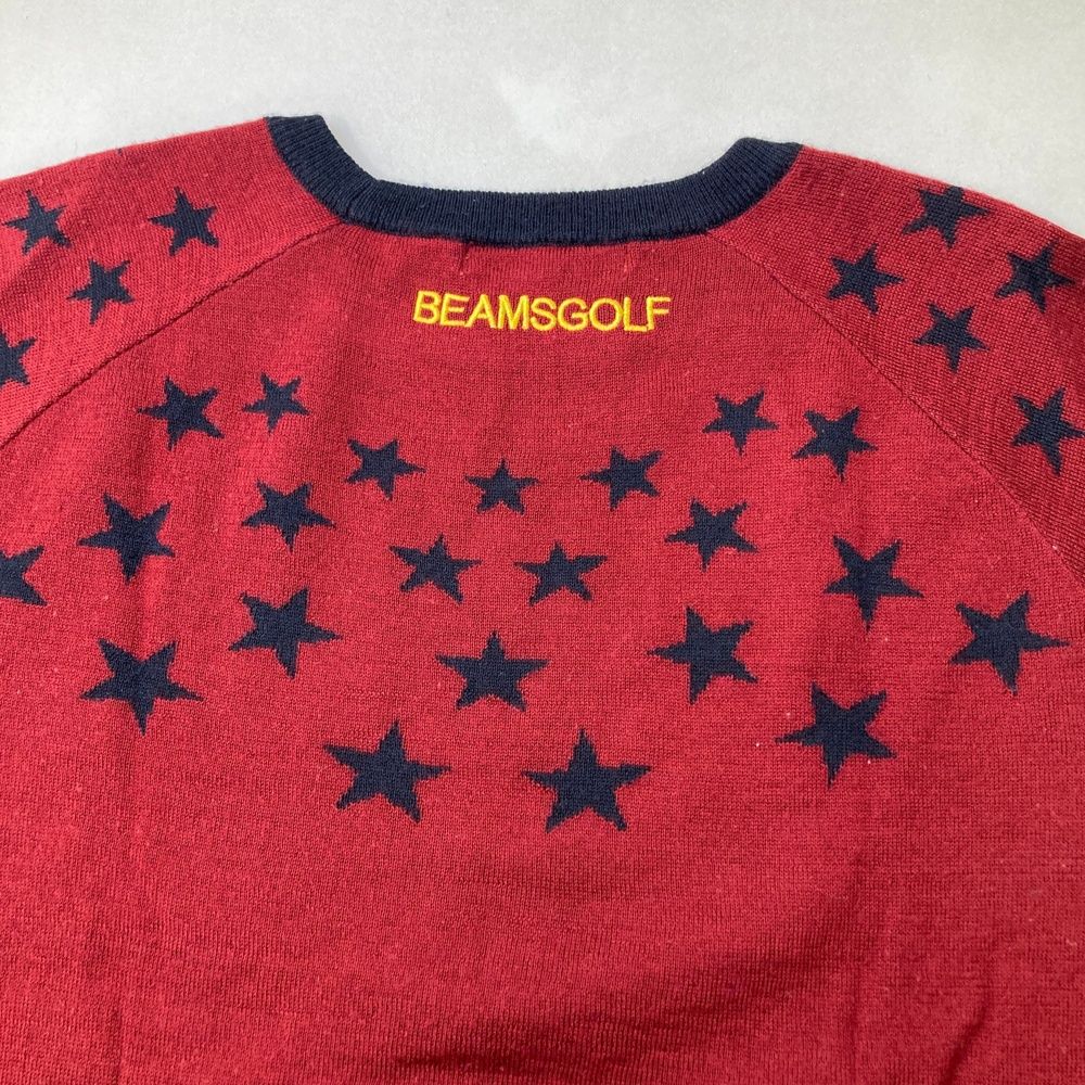 サイズ：L BEAMS GOLF ビームスゴルフ ウール混 ニットセーター 星 総