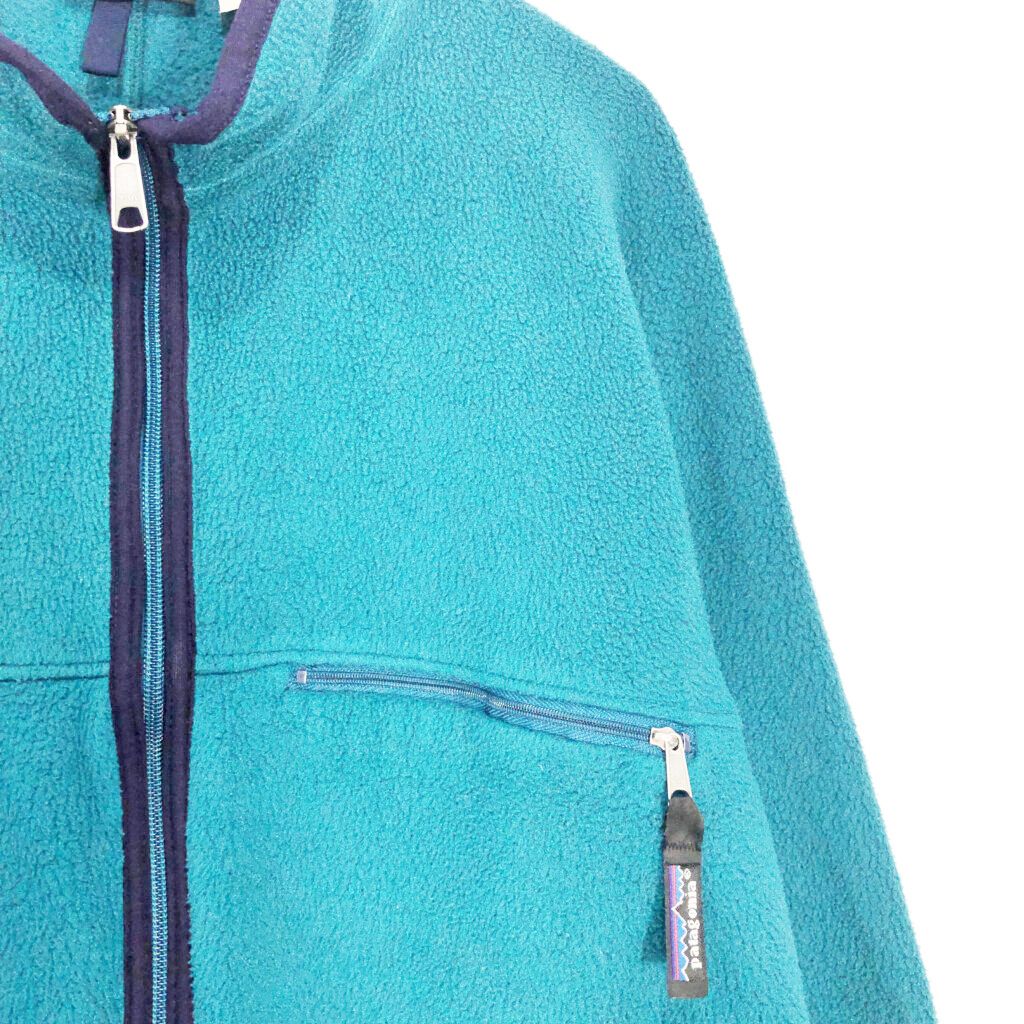 90年代 USA製 patagonia パタゴニア フリースジャケット アウトドア ターコイズブルー(メンズ XL)中古 古着 V6692 90年代 USA製 patagonia パタゴニア フリースジャケット アウトドア