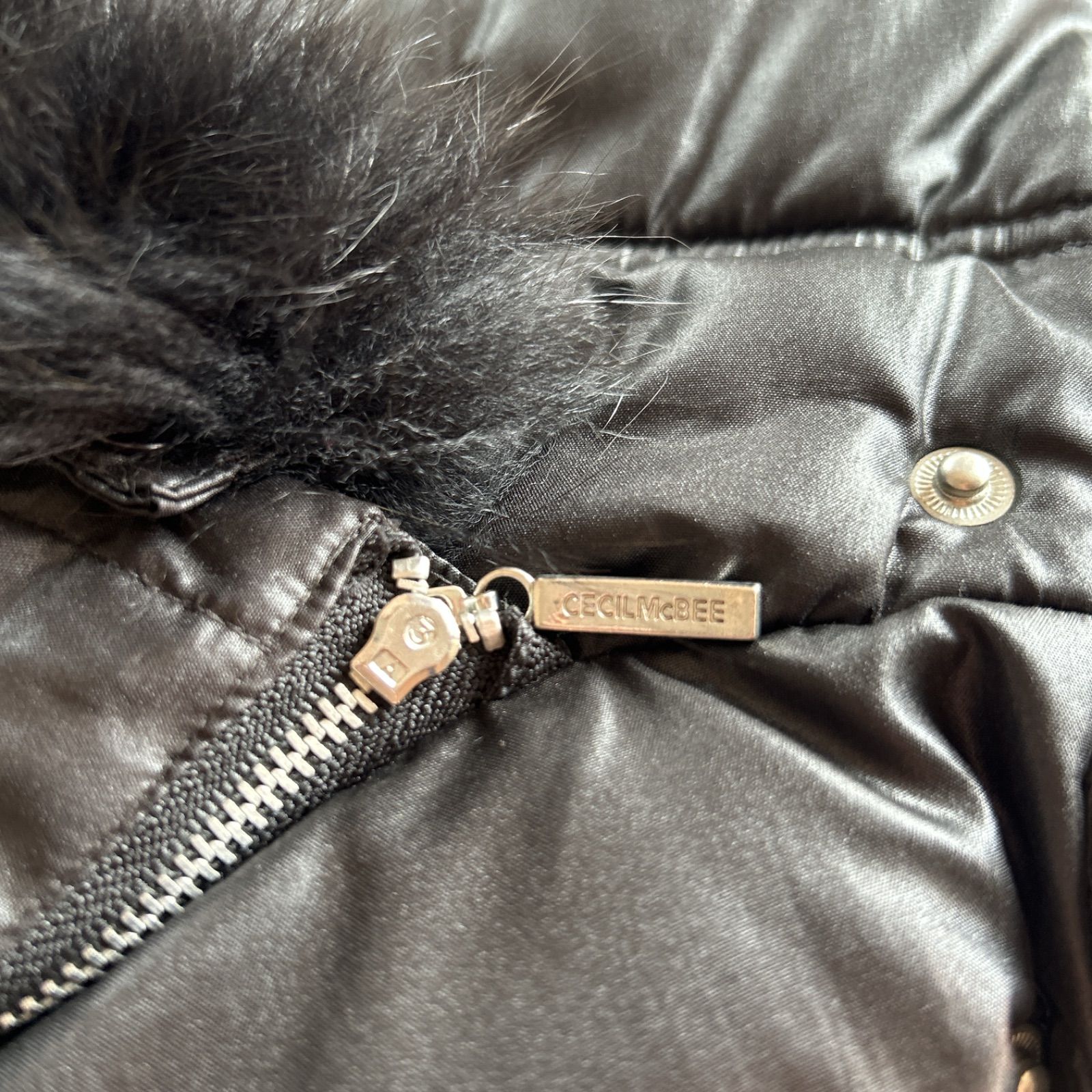 CECIL Mc BEE ブルー フォックスファー付き フェイクダウン 中綿