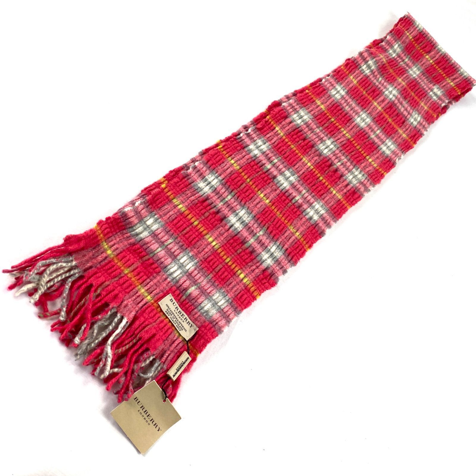 t1620 バーバリーロンドンマフラー カシミア／ウール ワッフルチェック