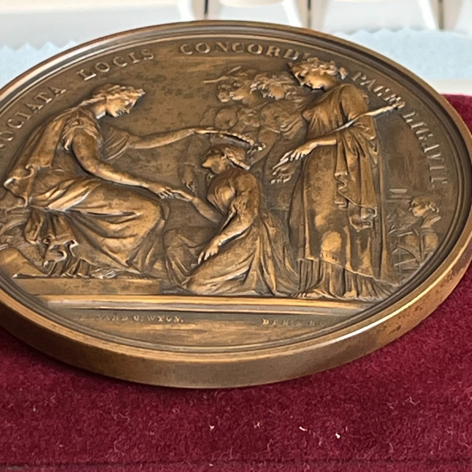 1851年 イギリス ロンドン万国博覧会記念大型メダル ヴィクトリア女王＆アルバート公 ブロンズ 76mm 214g William Wyon作 176