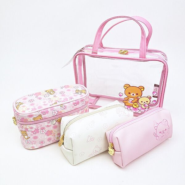 Rilakkuma travel pouch set (pink cherry)