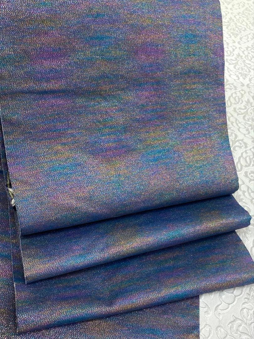 キラキラ 七色 ラメ 袋帯 華紋 金糸 銀糸 正絹 六通 H765 - メルカリ