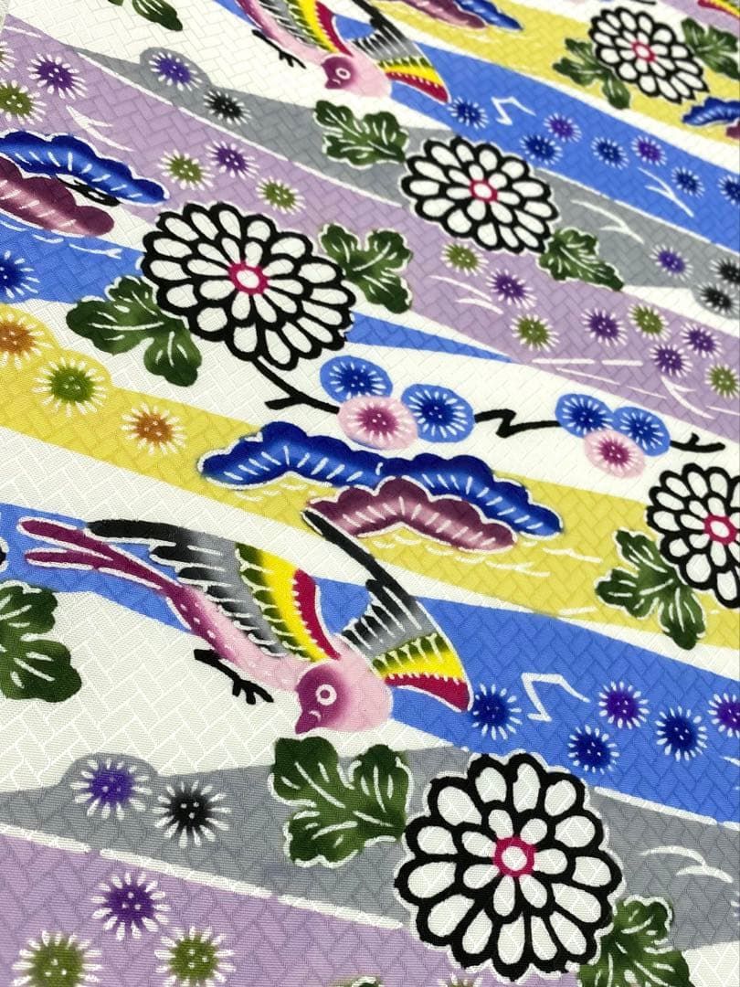 本場琉球びんがた 知念冬馬 落款入 紅型 九寸名古屋帯 鳥 未使用品 