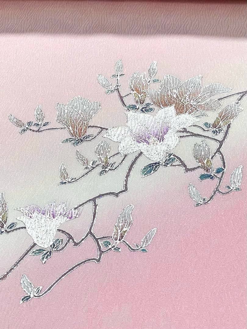 金彩作家 太田洋 付け下げ 木蓮 反物 銀彩 グリッター 紋意匠