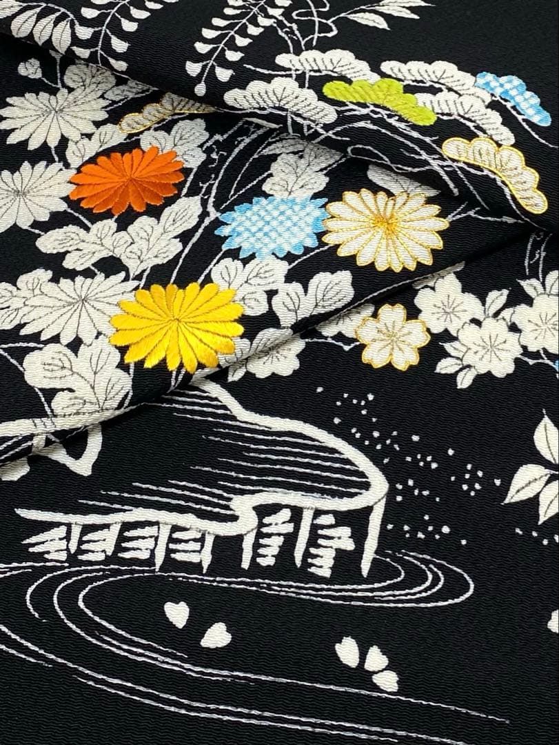 京友禅 手描き 九寸名古屋帯 鬼しぼちりめん 刺繍 金駒 正絹 K644