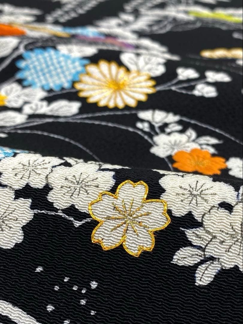 京友禅 手描き 九寸名古屋帯 鬼しぼちりめん 刺繍 金駒 正絹 K644