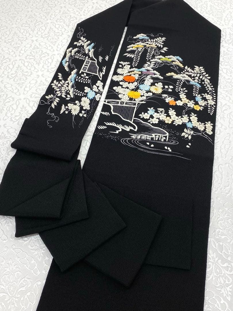 京友禅 手描き 九寸名古屋帯 鬼しぼちりめん 刺繍 金駒 正絹 K644