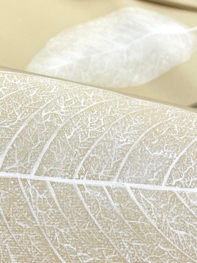 貴久樹 スケルトンリーフ 手描き 塩瀬 九寸名古屋帯 葉っぱ模様 正絹