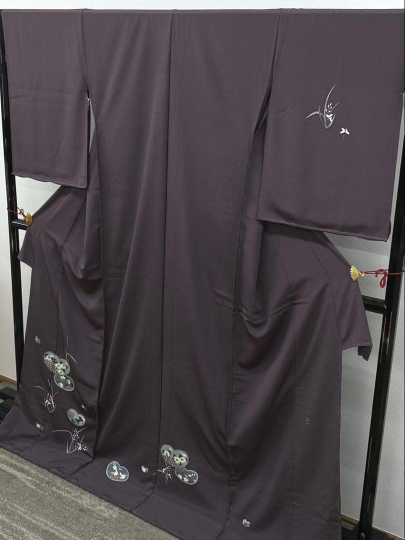 加賀友禅 金丸修一 訪問着 仮絵羽 落款入 未仕立て品 正絹 八掛付き