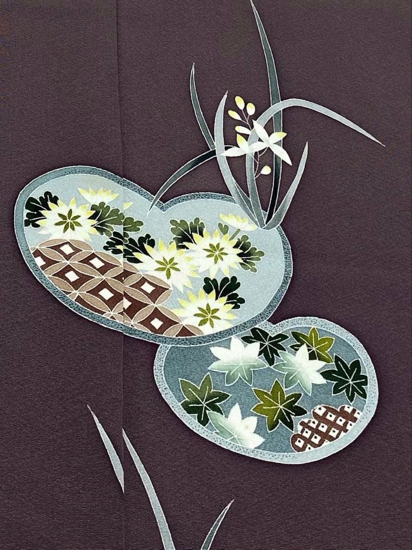 加賀友禅 金丸修一 訪問着 仮絵羽 落款入 未仕立て品 正絹 八掛付き