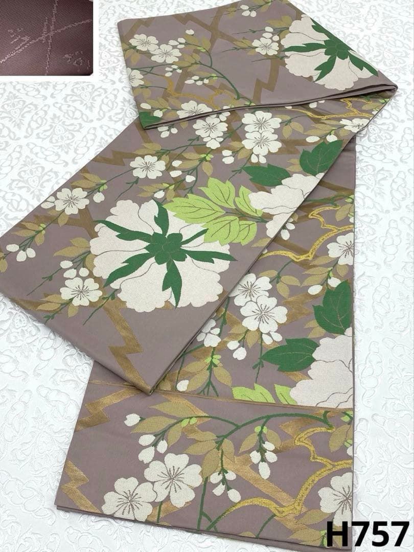 ジュサブロー 辻村寿三郎 袋帯 桜 金糸 正絹 六通