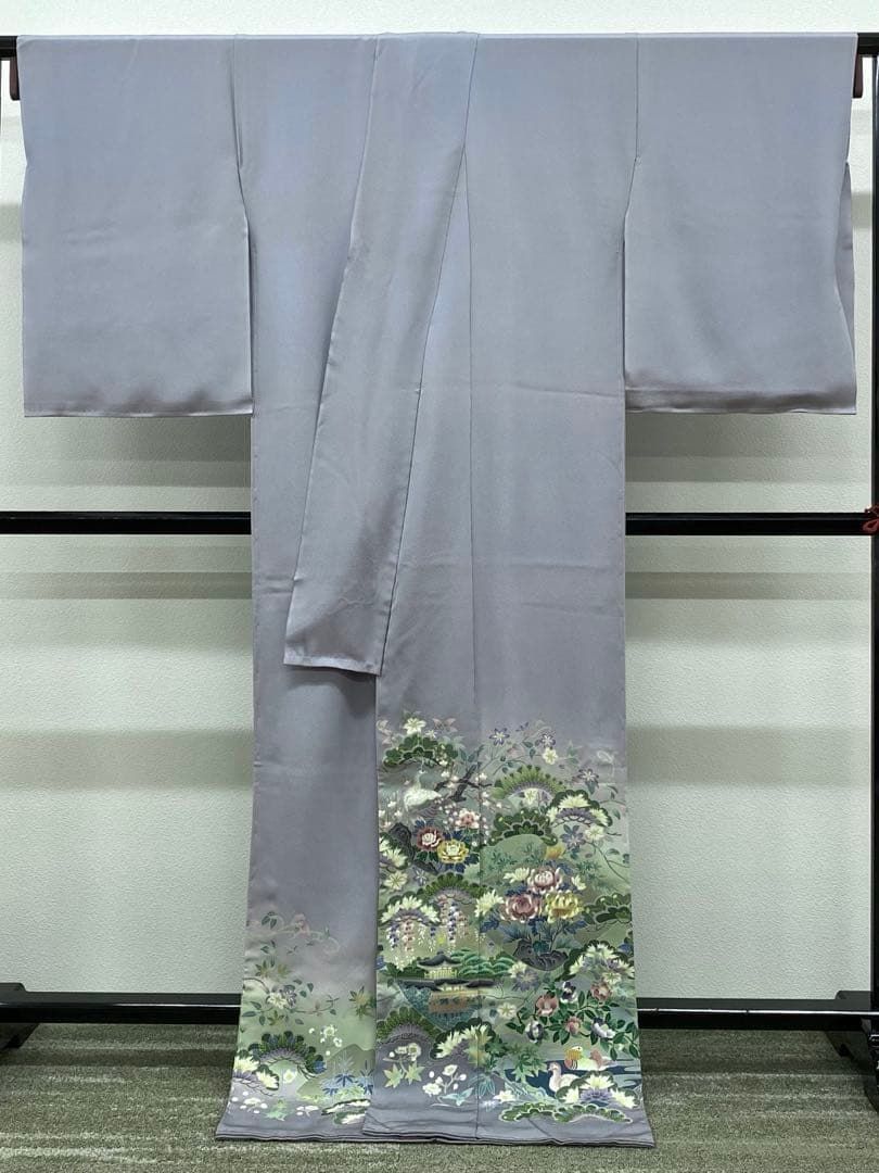 加賀友禅 松下信幸 落款入 色留袖 仮絵羽 未仕立て品 「色紙鴛鳥」正絹 加賀友禅 松下信幸 落款入 色留袖 仮絵羽 未仕立て品 「色紙鴛鳥」正絹