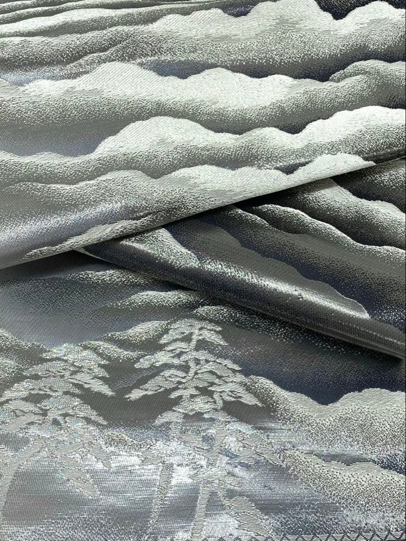 横山大観 落款入 西陣織 じゅらく 袋帯 未仕立て品 純白金 金糸 正絹