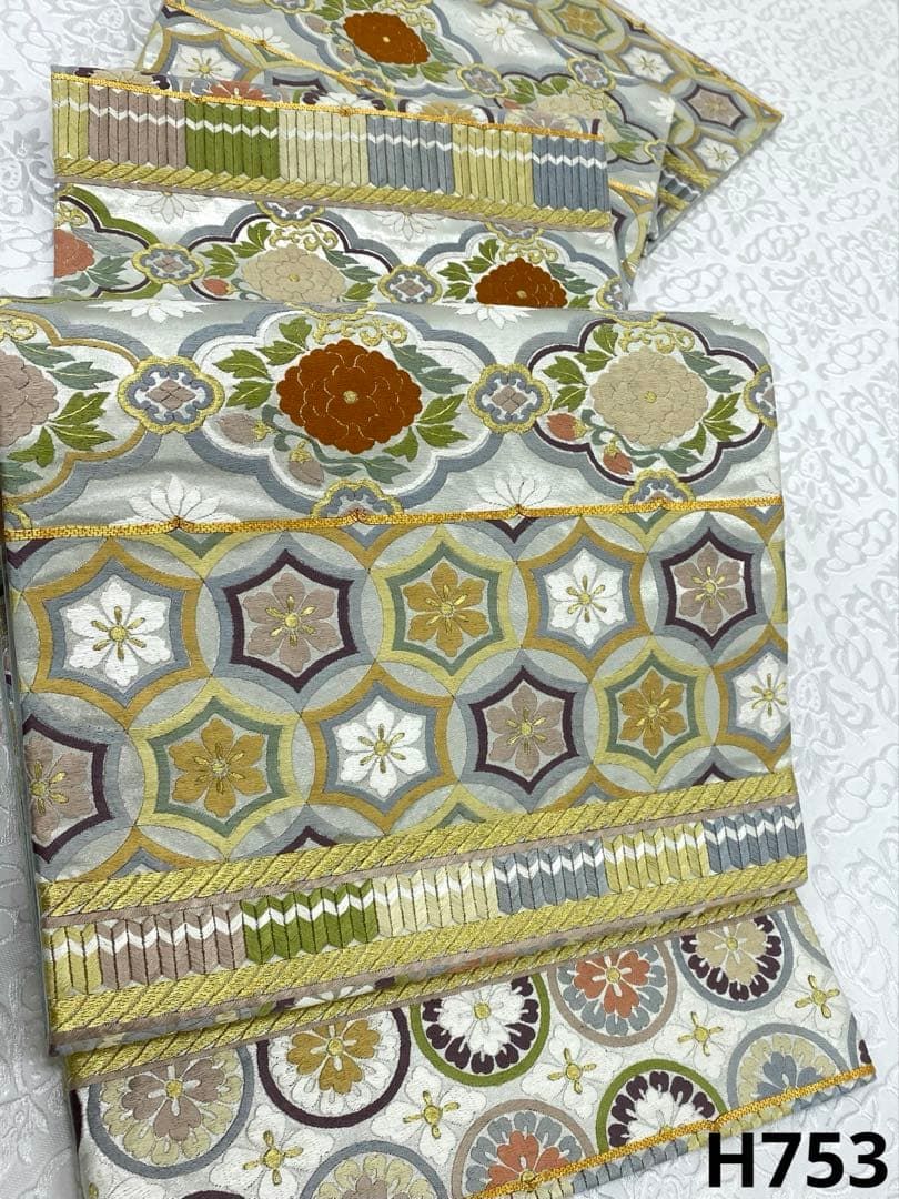 蘇州刺繍 手刺繍 袋帯 七宝 金糸 正絹 六通